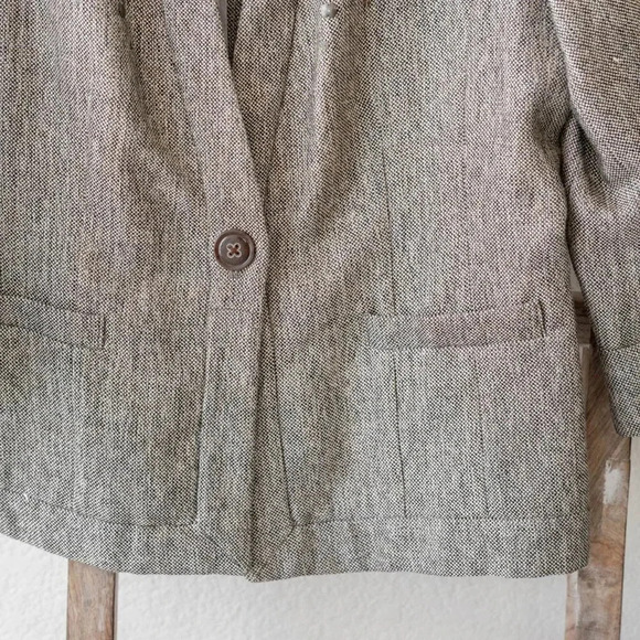 COLDWATER CREEK CROPPED BLAZER SZ 12 METALLIC THREAD GOLD HARDWARE 3/4 SLEEVES - Picture 4 of 11